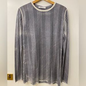 KOKUN over-dye grey stripped fitted sweater Sz XL